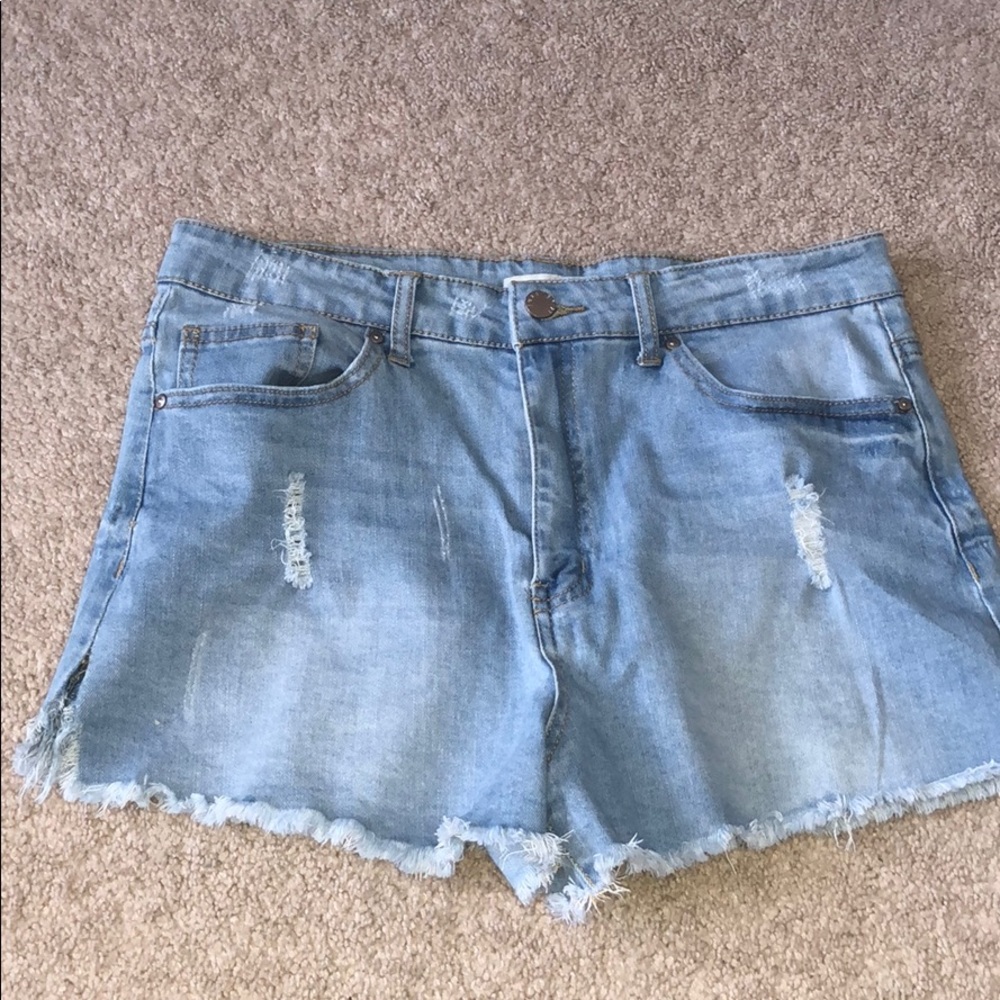 Light wash denim shorts